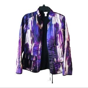 (156). Chico’s Purple Satin Watercolor JacketSOLD